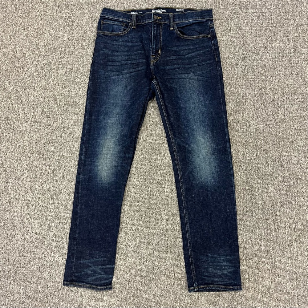 Goodfellow Slim Straight Jeans Dark Wash 33x32 Total Flex Men’s Classic Denim‎